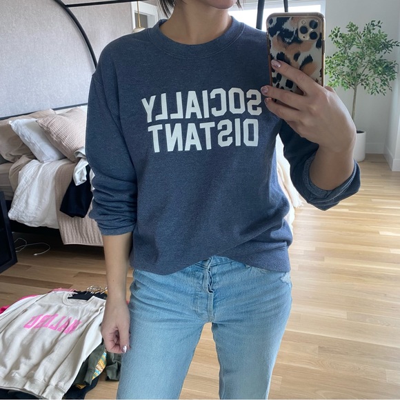 Blue Graphic Sweatshirt Socially Distant - Picture 4 of 7